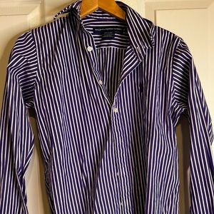 POLO SPORT BUTTON UP LONG SLEEVE STRIPE TOP BLOUSE